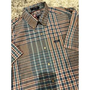 Men's Chaps Ralph Lauren 100% Cotton Plaid Short Sleeve Shirt Large